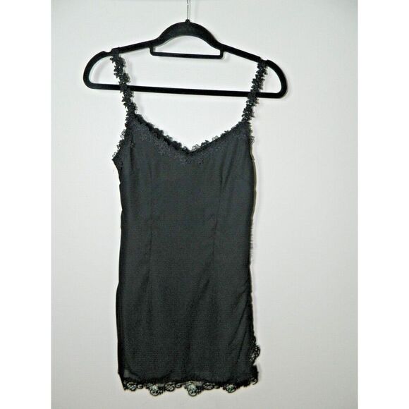 Superdown‎  Dress Size Small Black Lace Eyelet Trim Bleu Side Split - Picture 9 of 11